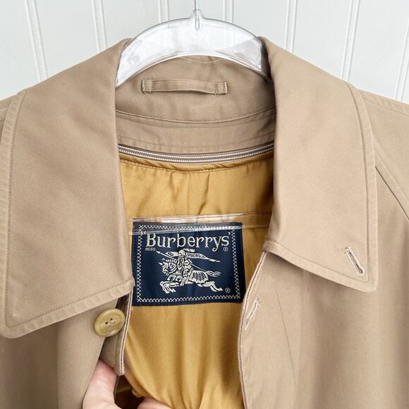 Burberry Vintage Trench Coat Gabardine Nova Check Plaid Lining Beige 40 - Picture 4 of 9